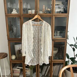 Vintage Lace Open-Front Cardigan